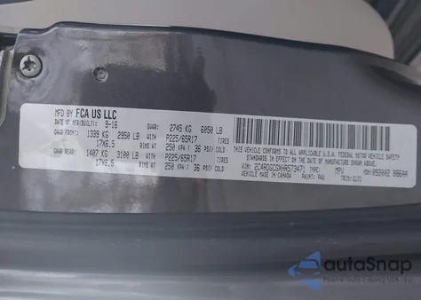 2017 Dodge Grand Caravan Sxt из США, поврежденный, VIN 2C4RDGCGXHR573471